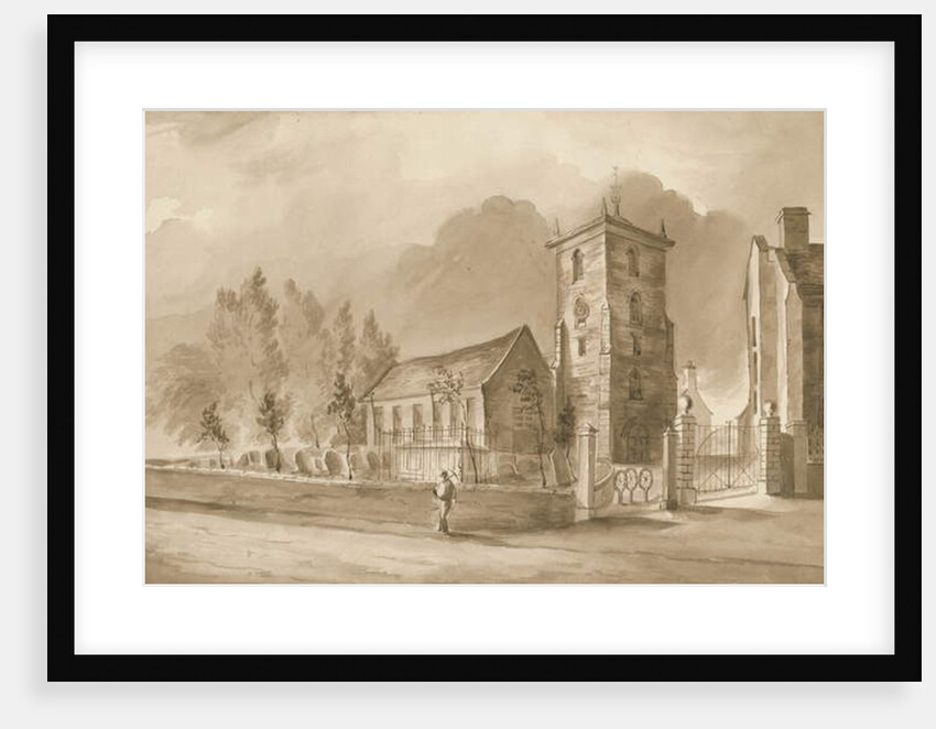 Willenhall Church: sepia drawing, nd [1844] by Henry James Noyes