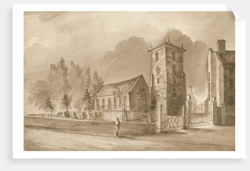 Willenhall Church: sepia drawing, nd [1844] by Henry James Noyes