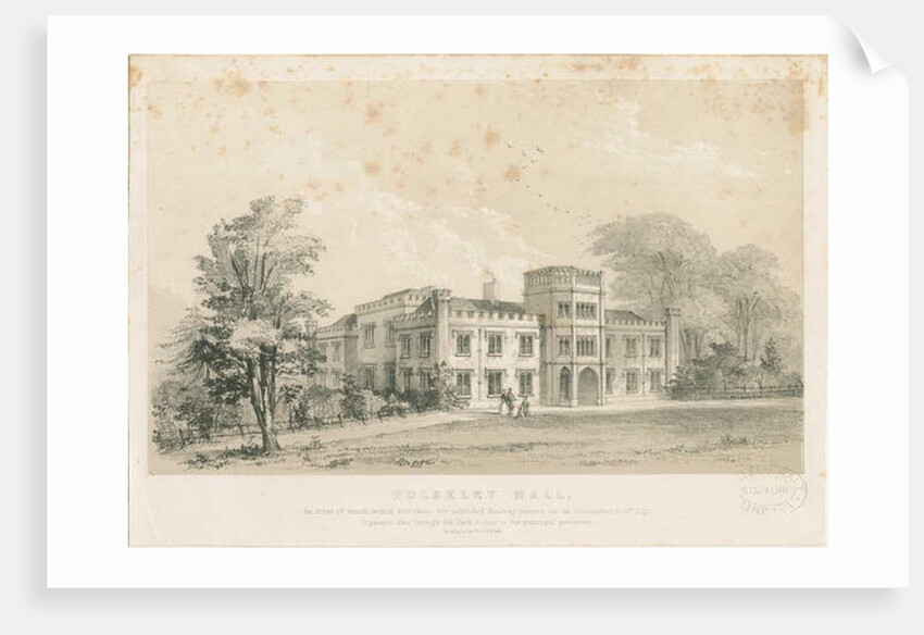 Wolseley Hall: steel engraving, nd [c 1830] by Louis Haghe