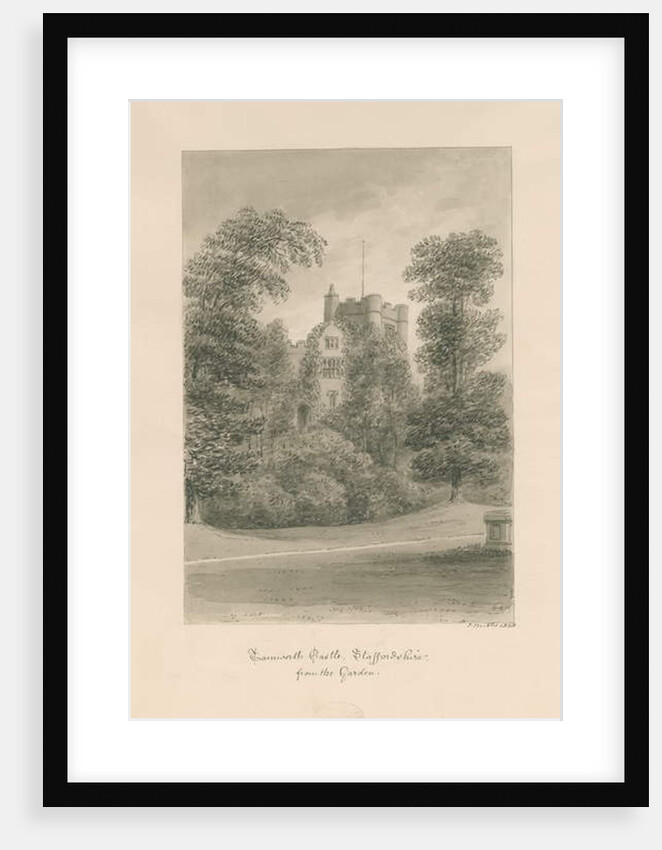 Tamworth Castle: sepia wash drawing, 1838 by John Buckler