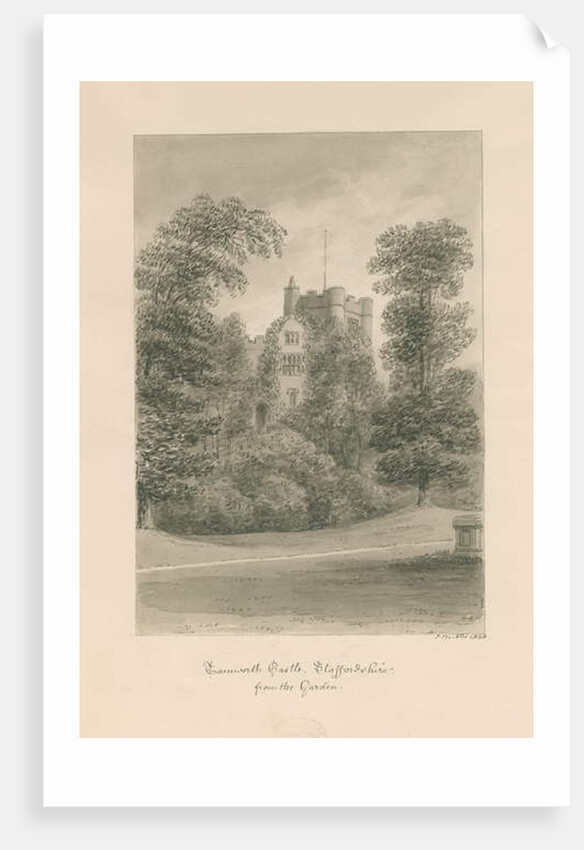 Tamworth Castle: sepia wash drawing, 1838 by John Buckler