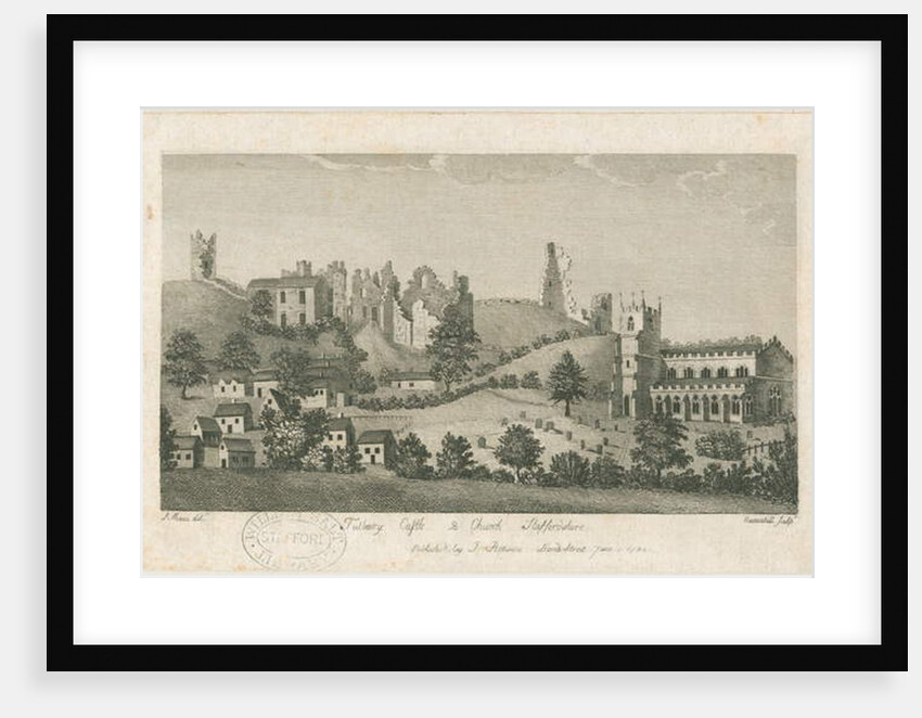 Tutbury Castle and Church - South East View: engraving, nd [1762-1792] by Stebbing Shaw