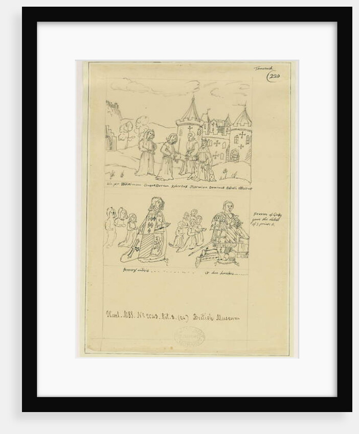 Tamworth Church - Window Glass: tracing in ink by William Dugdale