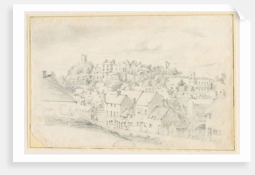 Tutbury - Town, Church and Castle: pencil drawing, nd [?19th cent] by School English