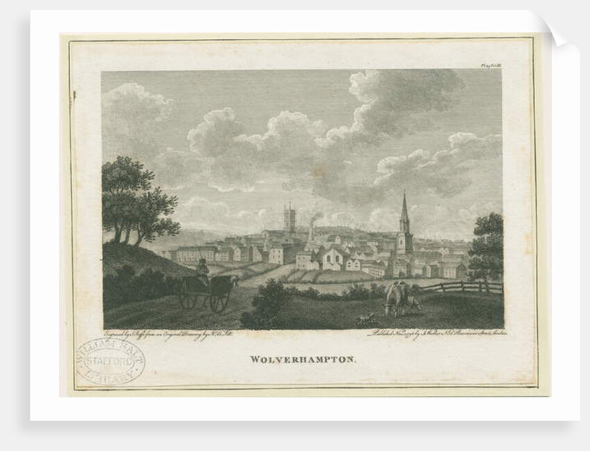 Wolverhampton - South West View: engraving, nd [c 1796] by John Walker