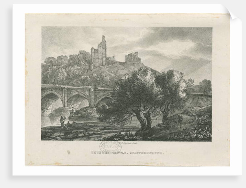 Tutbury Castle - South View: zincograph by William P Sherlock