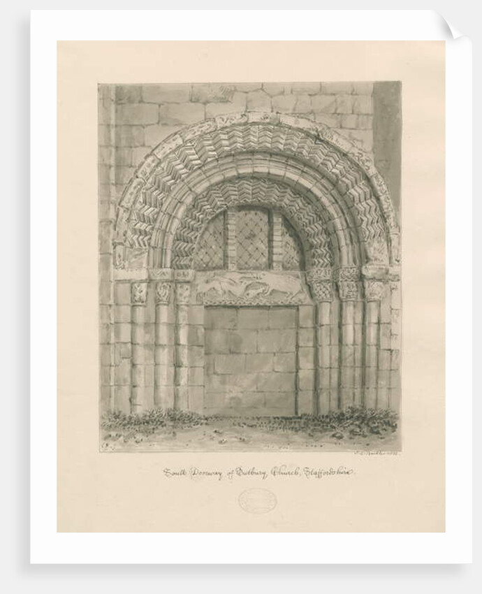 Tutbury Priory Church - South Doorway by John Chessell Buckler