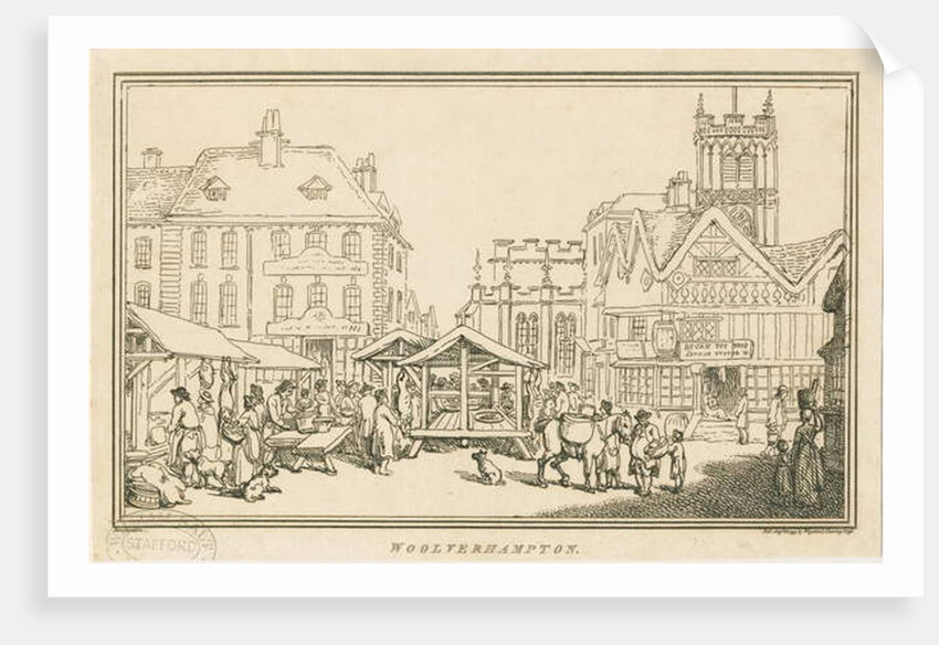 Wolverhampton - Market Place: etching by School English