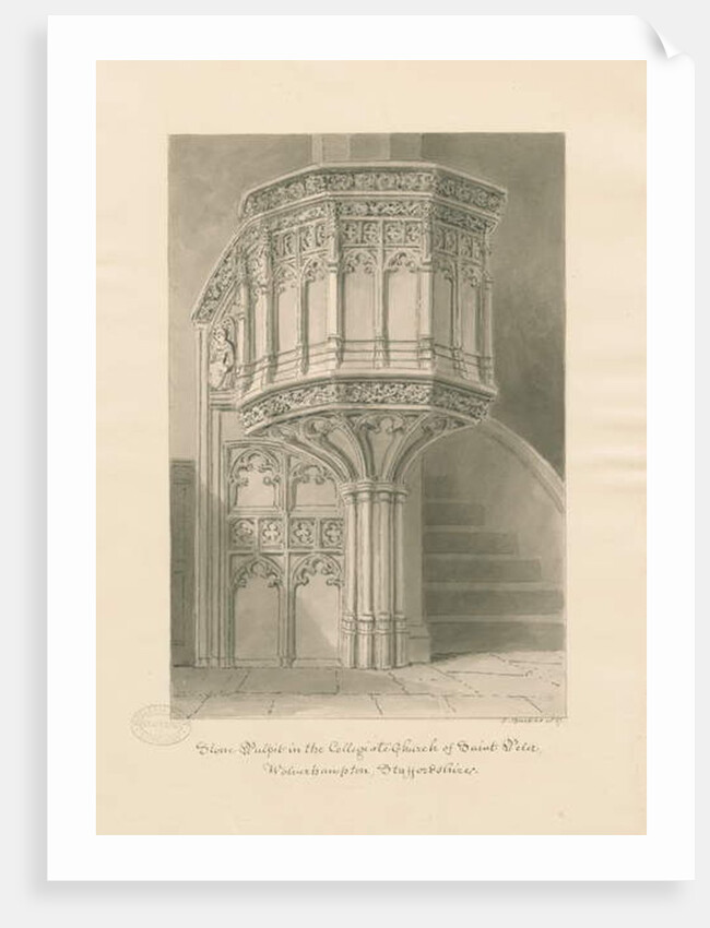 Wolverhampton - Stone Pulpit in St. Peter's Church by John Buckler