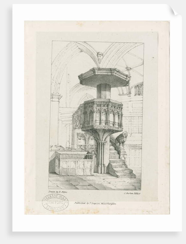 Wolverhampton - Pulpit in St. Peter's Church: lithograph, nd [c 1844] by Robert Noyes