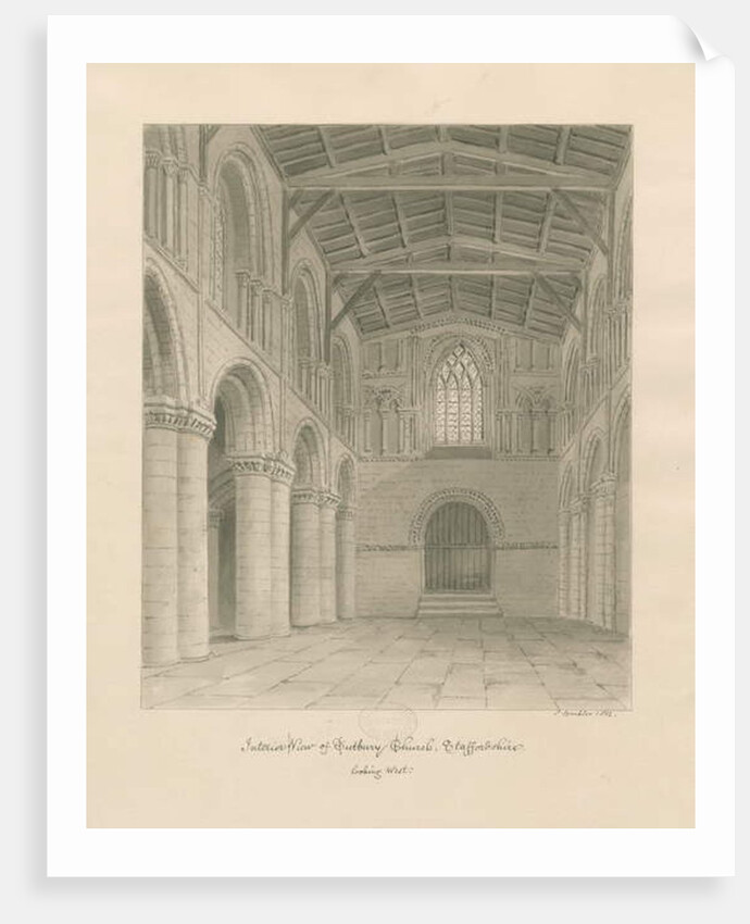 Interior of Tutbury Priory Church: sepia wash drawing, 1812 by John Buckler