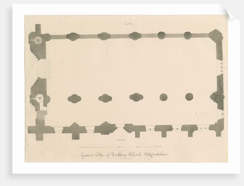 Tutbury Priory Church - Plan by John Buckler