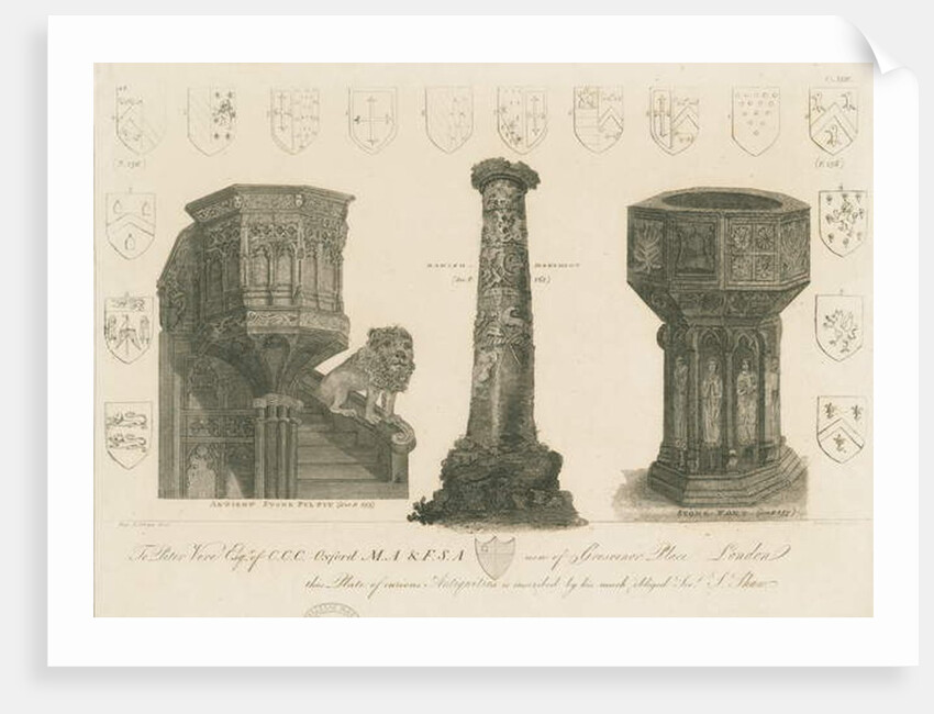 Wolverhampton - Pulpit, Pillar and Font in St. Peter's Church by Stebbing Shaw