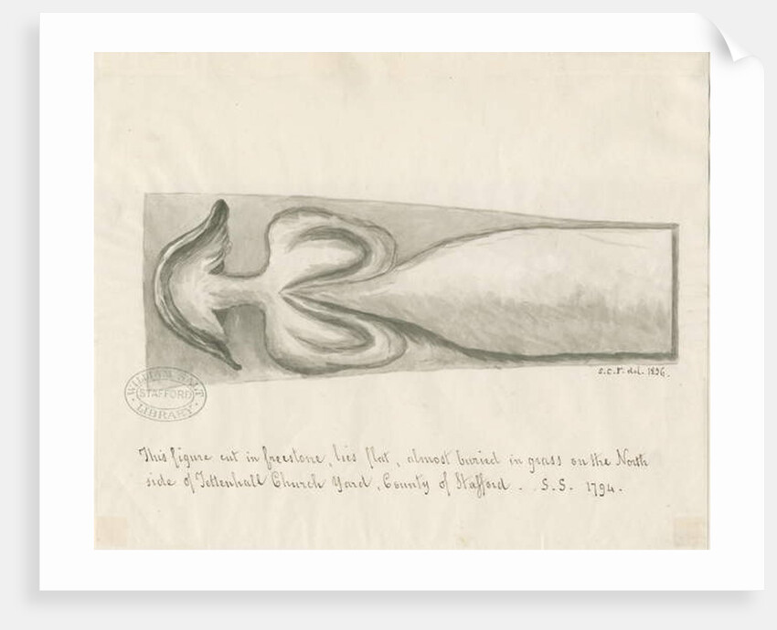 Tettenhall Church - Tomb lid: tracing, 1836 by Sarah Clifford Fernyhough