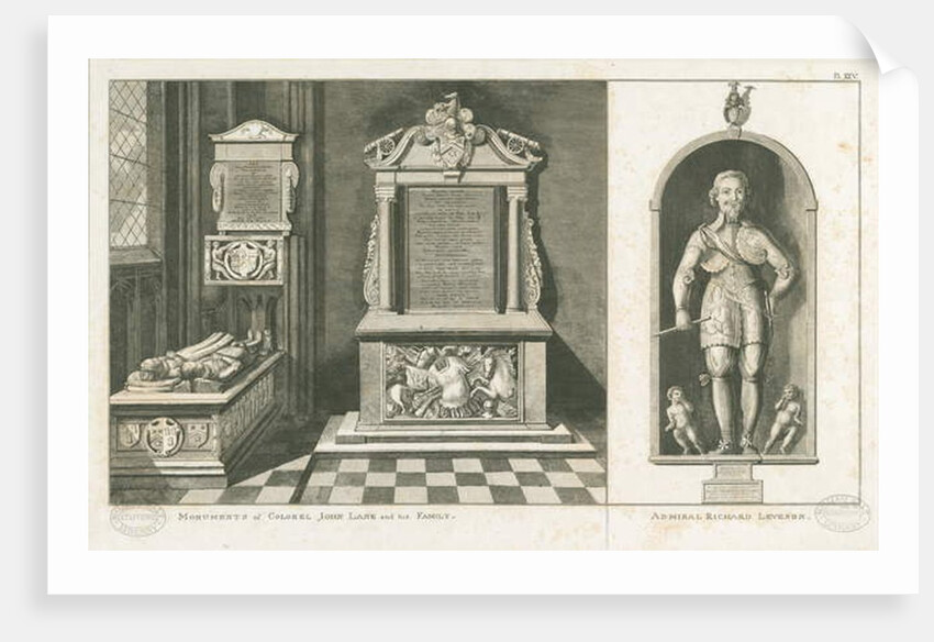 Wolverhampton - Monuments of Colonel John Lane and of Admiral Richard Leveson: engraving by Stebbing Shaw