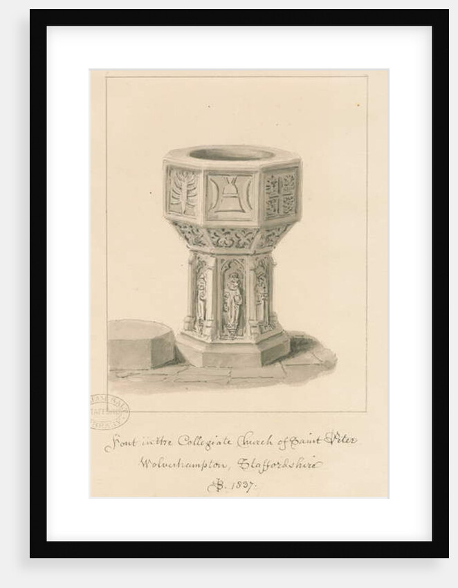 Wolverhampton - Font in St. Peter's Church by John Buckler