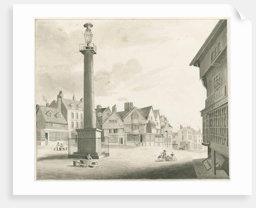Wolverhampton - Market Place: sepia drawing, nd [mid 19th cent] by Robert Noyes
