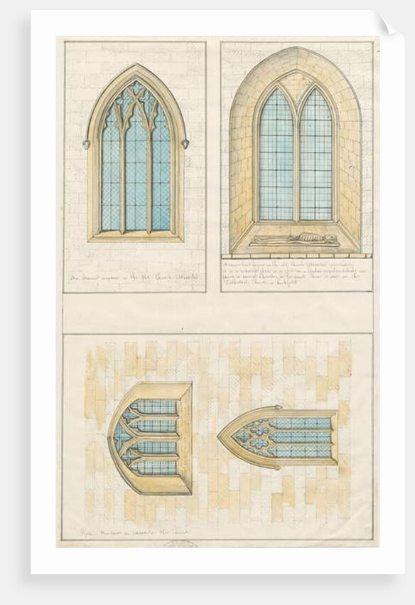 Uttoxeter Church [Old] - Architectural drawing of 'Gothic' windows by School English