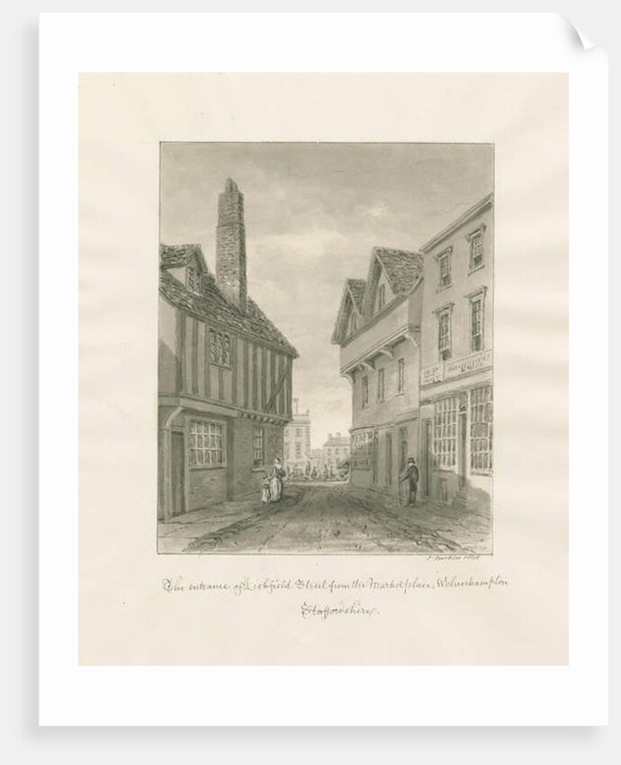 Wolverhampton - Lichfield Street: sepia drawing, 1846 by John Buckler