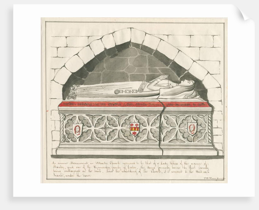 Uttoxeter Church - Tomb of Lady Abbess of Kynnersley Family: pen and wash drawing, nd [mid 19th cent] by John Robert Fernyhough