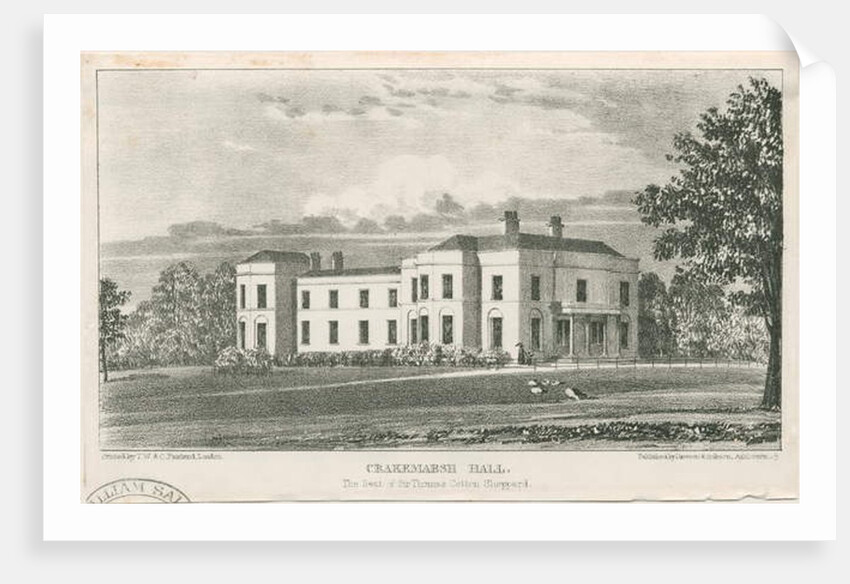 Uttoxeter - Crakemarsh Hall: lithograph, nd [c 1839] by School English
