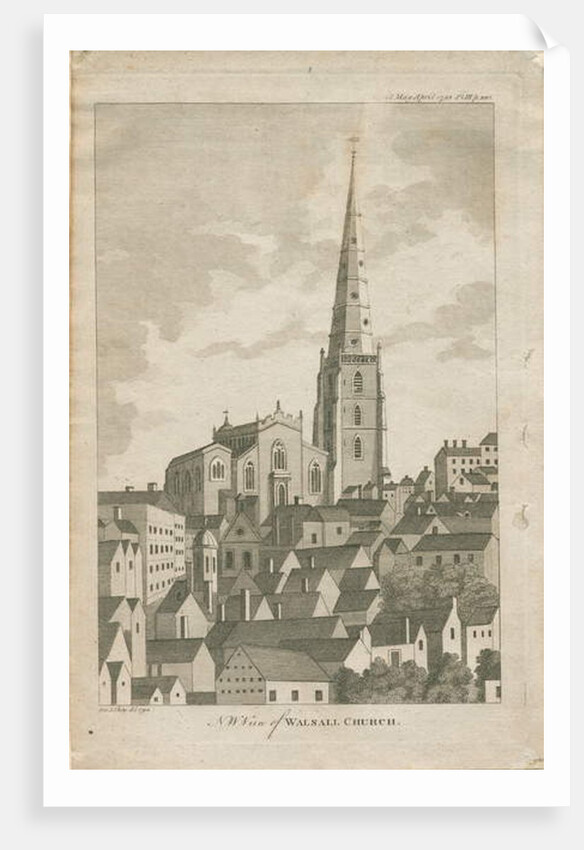 Walsall Church: engraving, 1794 by Stebbing Shaw