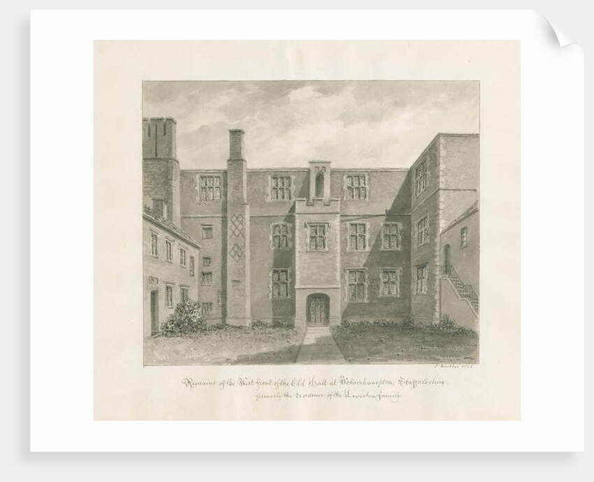 Wolverhampton - The Old Hall: sepia drawing, 1845 by John Buckler