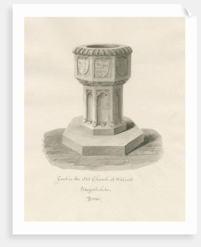 Font in Walsall Church ['Old'] by John Buckler