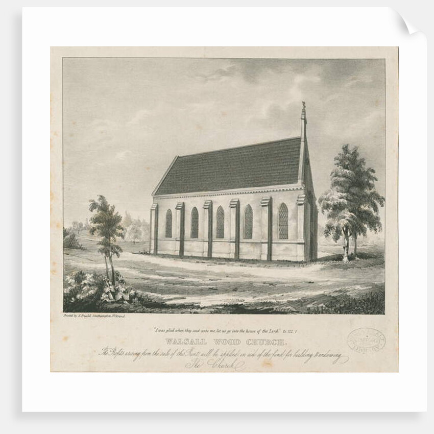 Walsall Wood Church: lithograph by School English