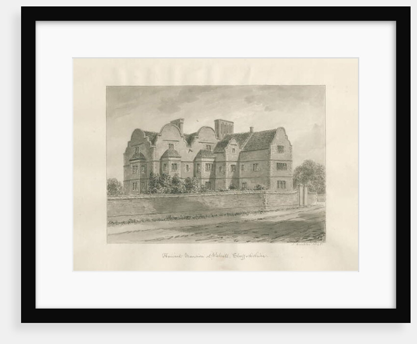 Walsall - 'Ancient Mansion': sepia wash drawing, 1845 by John Buckler