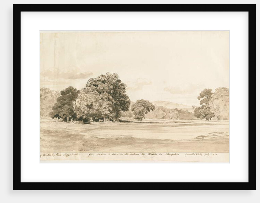 Wrottesley Park: sepia drawing, Jul 1820 by Cornelius Varley