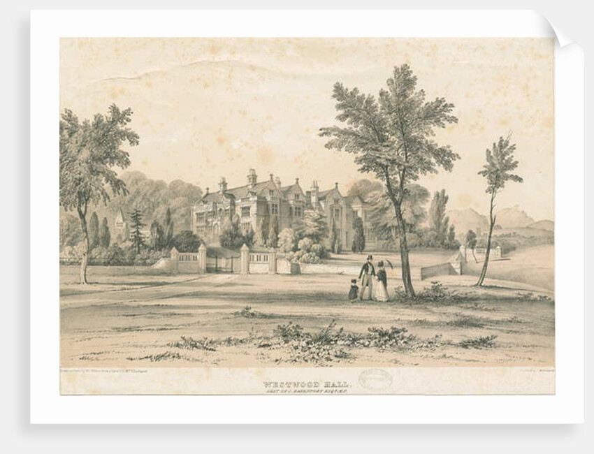 Westwood Hall: tinted lithograph by Charles Joseph Hullmandel