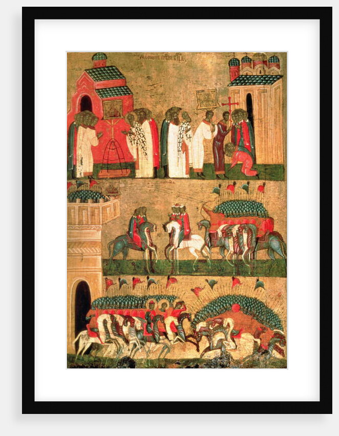 Battle of the Novgorodians with the Suzdalians, Novgorod School, mid 15th century by School Russian