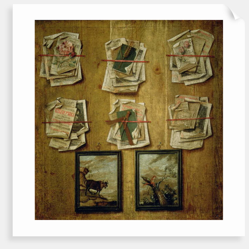 Still Life with Book Sheets and Pictures, 1783 by School Russian