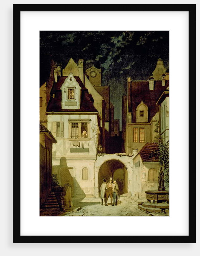 A Corner of a German Town by Moonlight by Carl Spitzweg