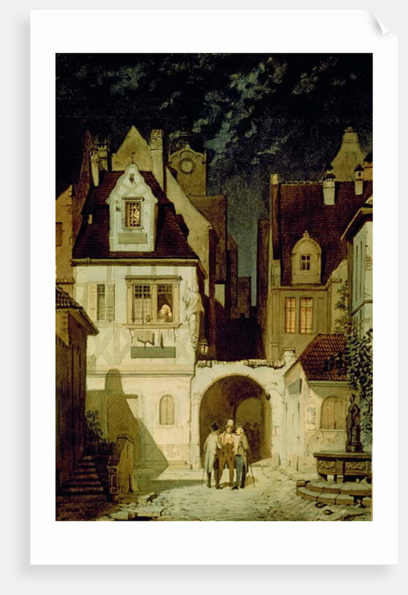 A Corner of a German Town by Moonlight by Carl Spitzweg