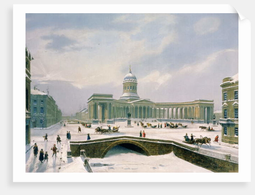 Kazan Cathedral, St. Petersburg, printed by Lemercier, Paris, 1840s by Louis Jules Arnout