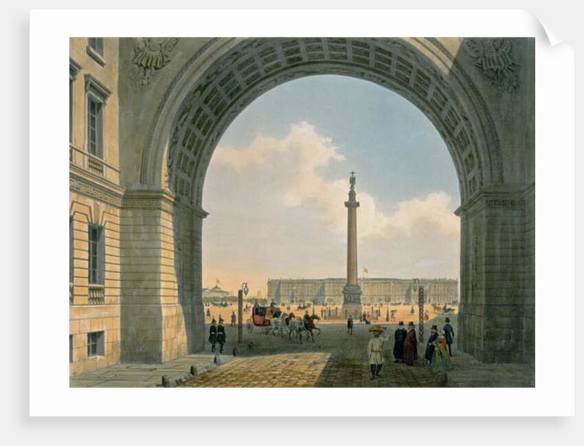 Palace Square, View from the Arch of the Army Headquarters, St. Petersburg, printed by Lemercier, Paris, 1840s by Louis Jules Arnout