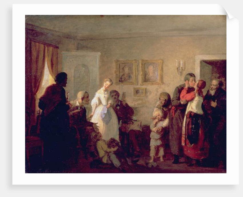 Congratulating the Newly-Weds in a Manor House, 1860 by Grigori Grigorievich Mjasoedov