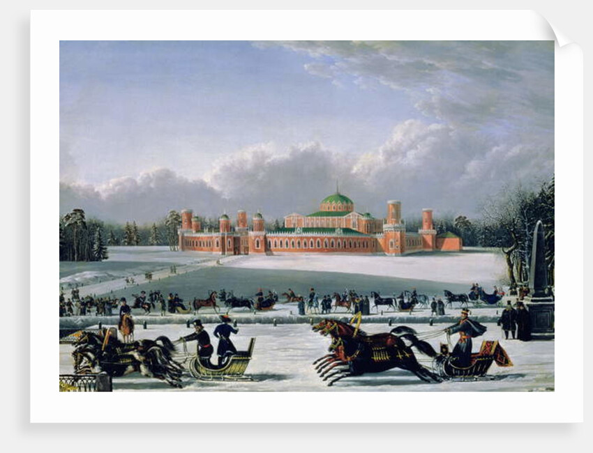 Sleigh Race at the Petrovsky Park in Moscow, 1848 by Golitsyn Golitsyn