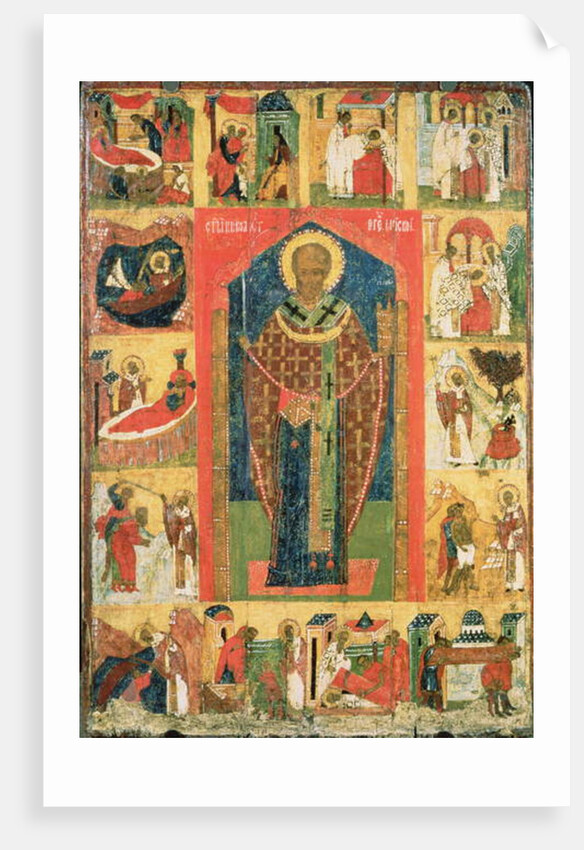 St. Nicholas of Moshajsk with scenes from his life by Russian School