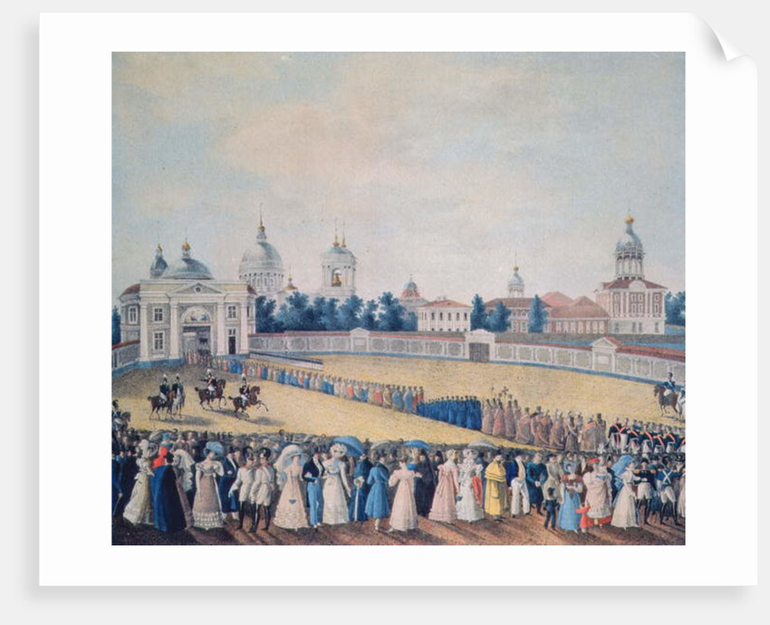 The Visit of Alexander I to the Alexander Nevsky Monastery, 1821 by School Russian