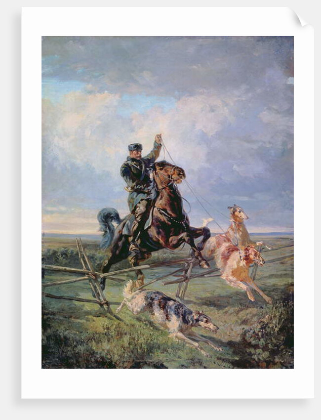 Huntsman with the Borzois, 1872 by Rudolph Frenz