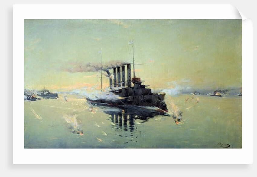 Cruiser 'Askold' fighting on July 28th 1904 in the Yellow Sea, 1906 by Konstantin Veshchilov