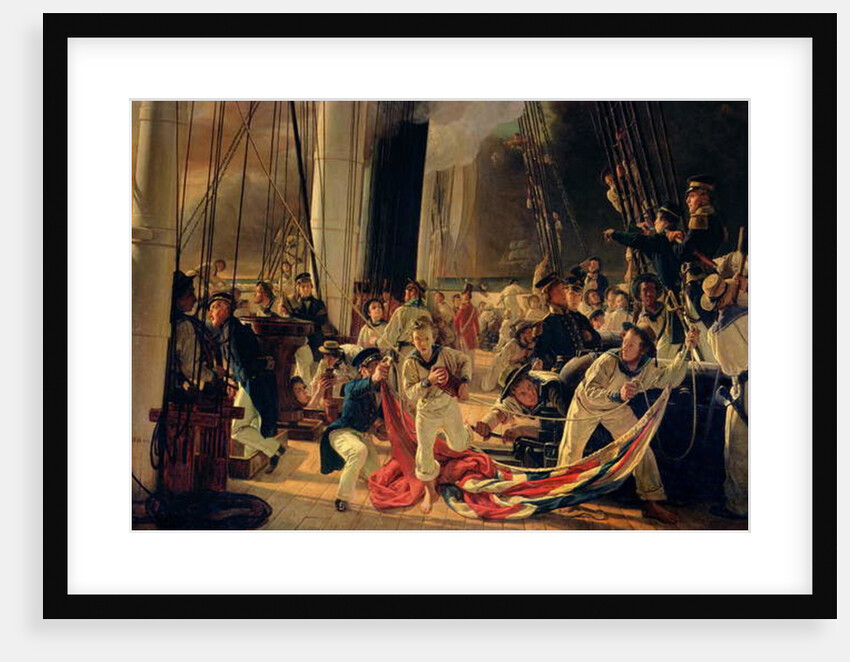 On the deck during a sea battle, 1855 by Francois Auguste Biard