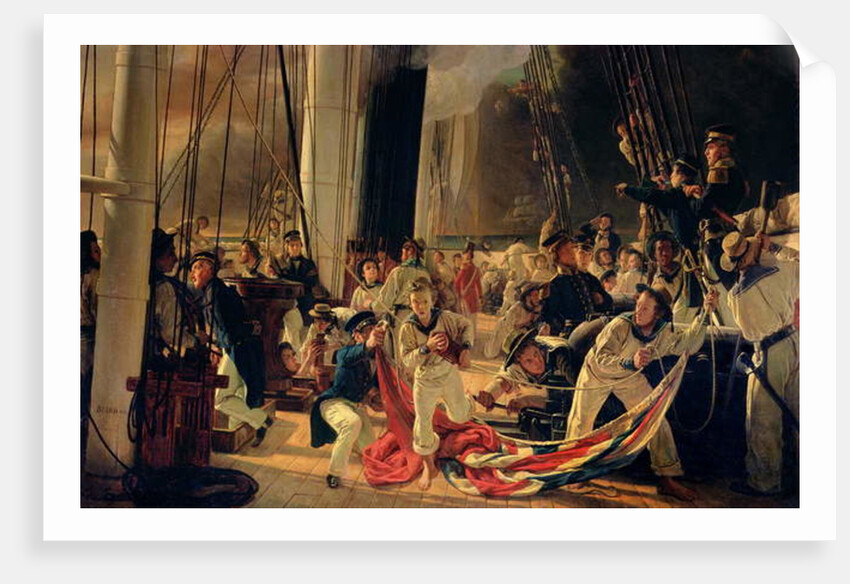 On the deck during a sea battle, 1855 by Francois Auguste Biard
