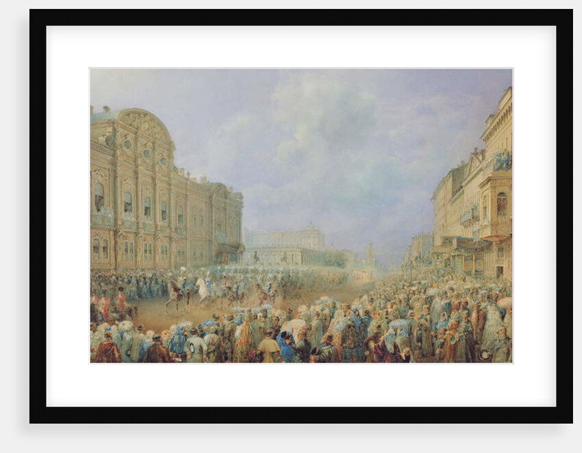 Military Review on the Nevsky Avenue at the Beloselsky-Belozersky Palace, 1859 by Vasili Semenovich Sadovnikov