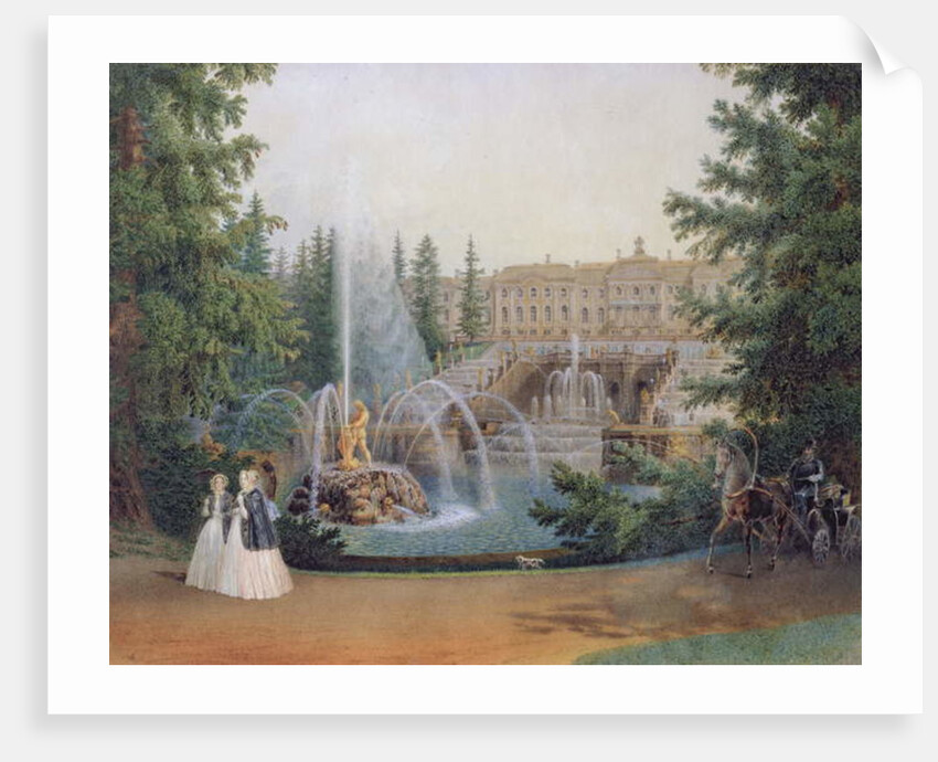 View of the Marly Cascade from the Lower Garden of the Peterhof Palace, c.1830-60 by Vasili Semenovich Sadovnikov