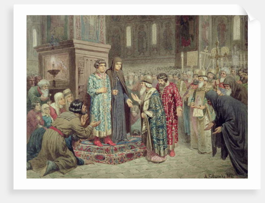 Council calling Michael F. Romanov to the Reign, 1880 by Aleksei Danilovich Kivshenko