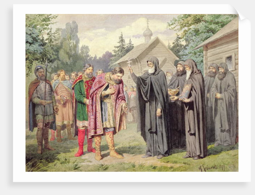 Duke Dimitry and St. Sergy at Redonezh before Battle with Tartars, 1880 by Aleksei Danilovich Kivshenko